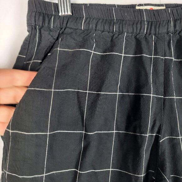 Marine Layer Pants Women's XS Black White Grid Pattern Plaid Cropped Pull-On - Picture 4 of 12